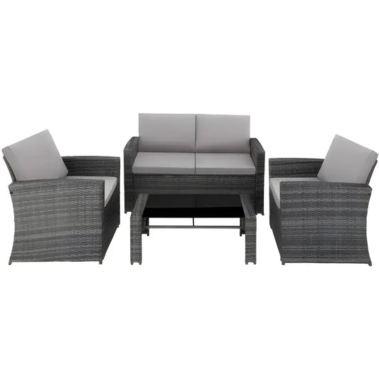 Canapé de jardin lounge en rotin Pour 4 personnes Design courbé