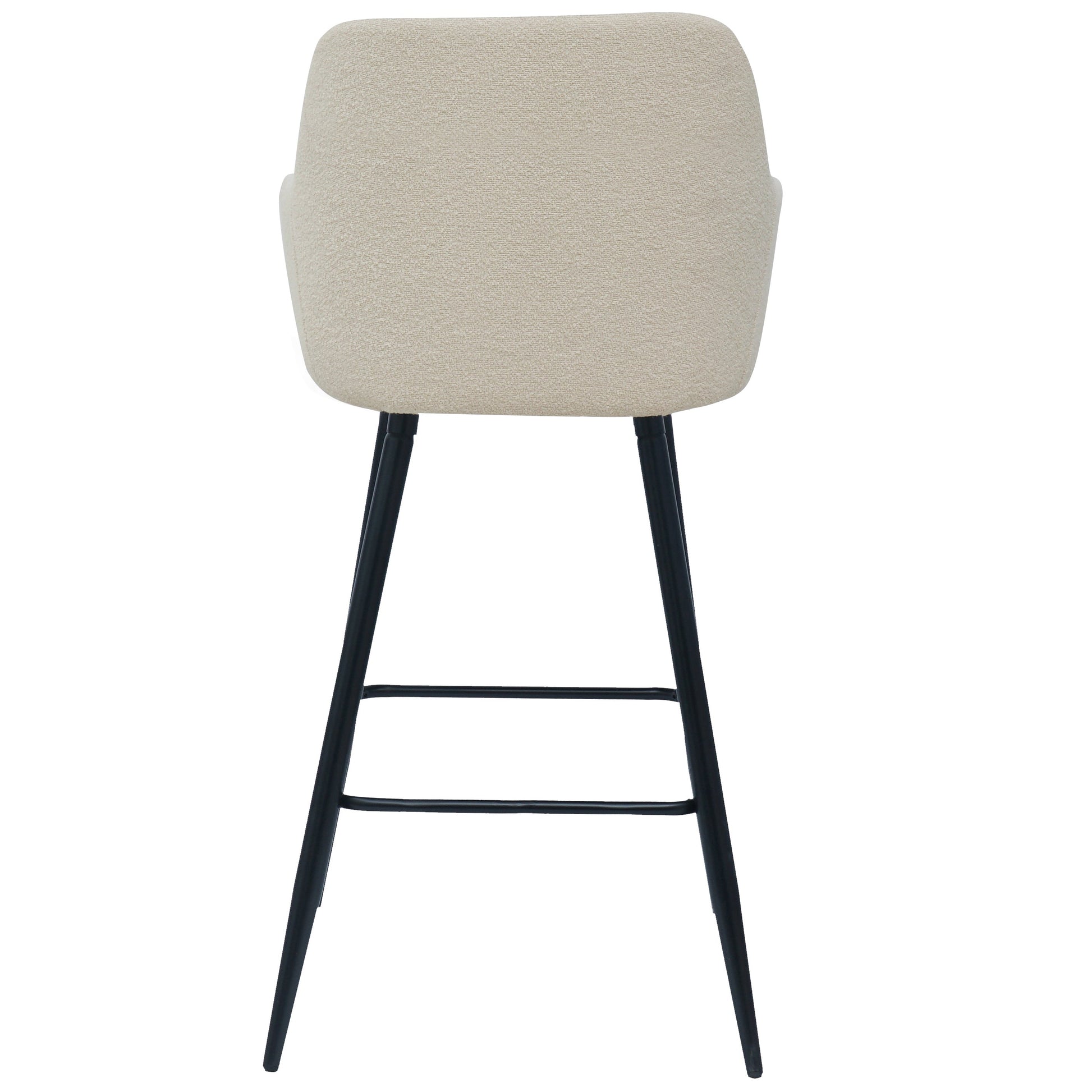Carlo - Tabouret en bouclé blanc avec accoudoirs 65 cm