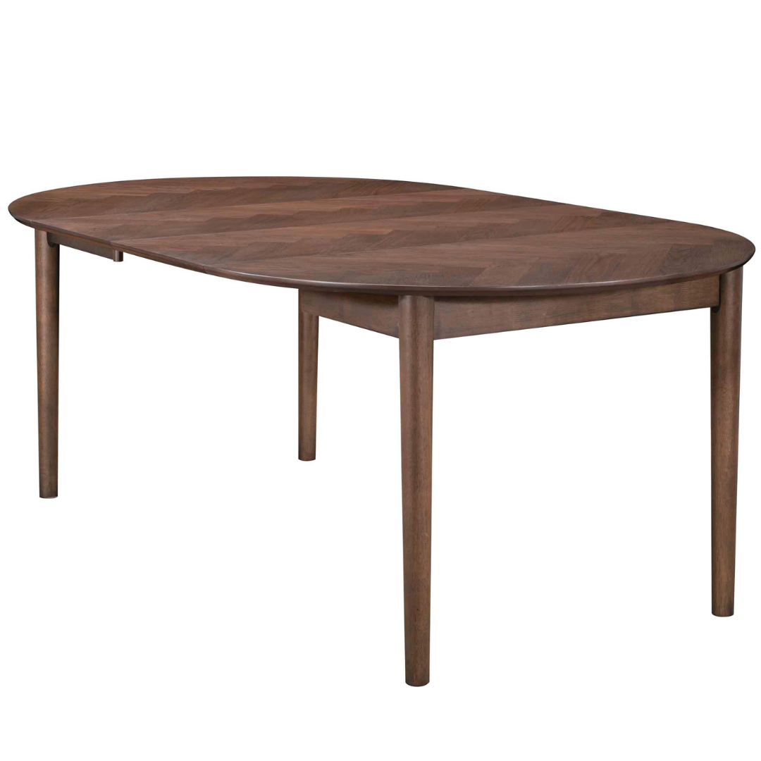 Maggie - Table ronde en chêne fumé avec rallonge 120/160/200 cm - Comprend 2 rallonges