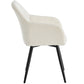 Carlo - Chaise de salle à manger rembourrée en bouclé blanc avec accoudoirs