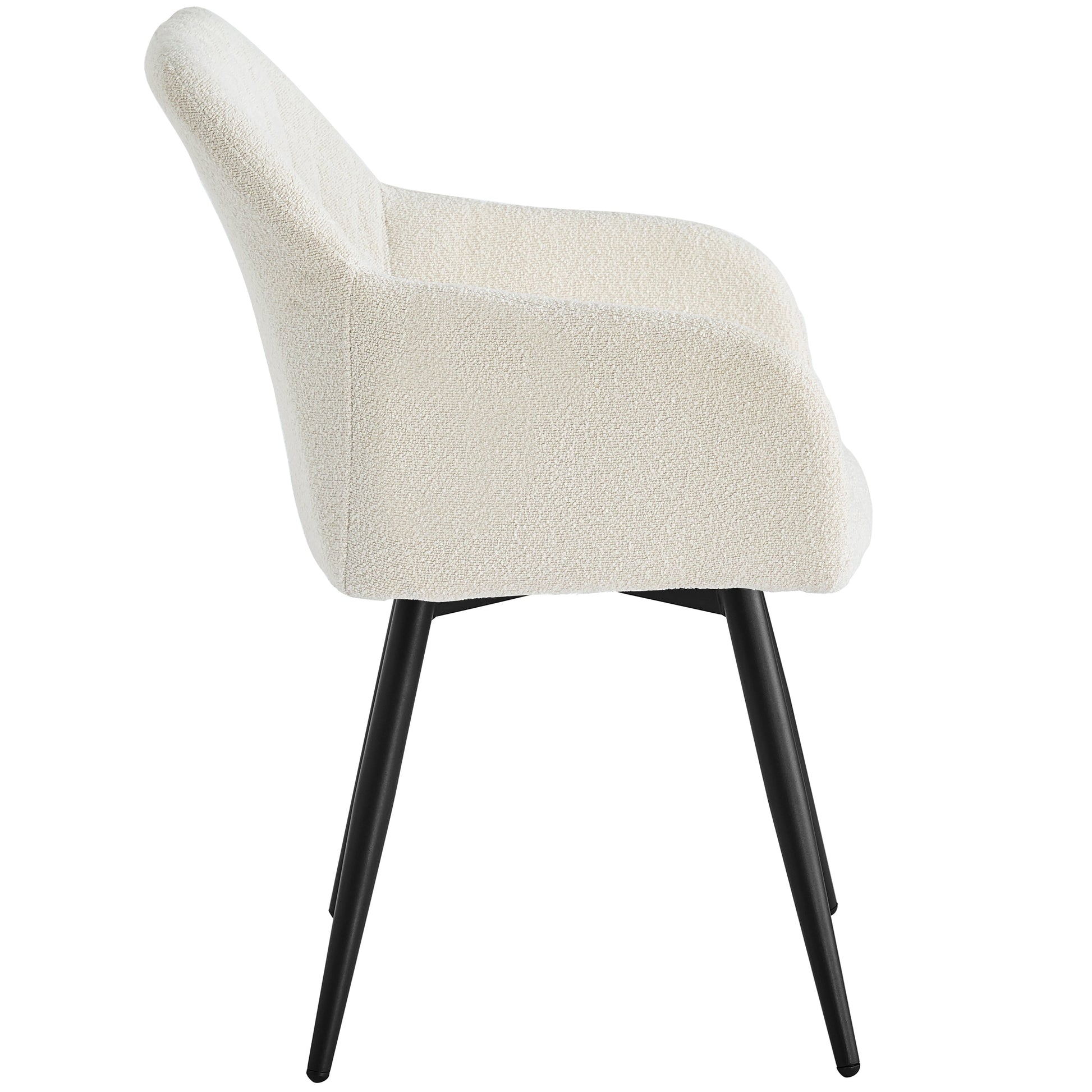 Carlo - Chaise de salle à manger en bouclé blanc avec rotation à 360 degrés