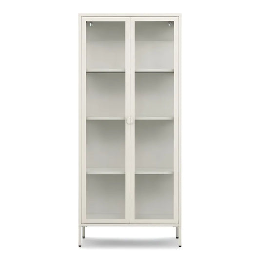 Herman - Vitrine en métal beige/verre 80 x 40 x 180 cm