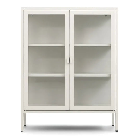 Herman - Meuble bar/vitrine en verre - Métal beige 80 x 40 x 105 cm