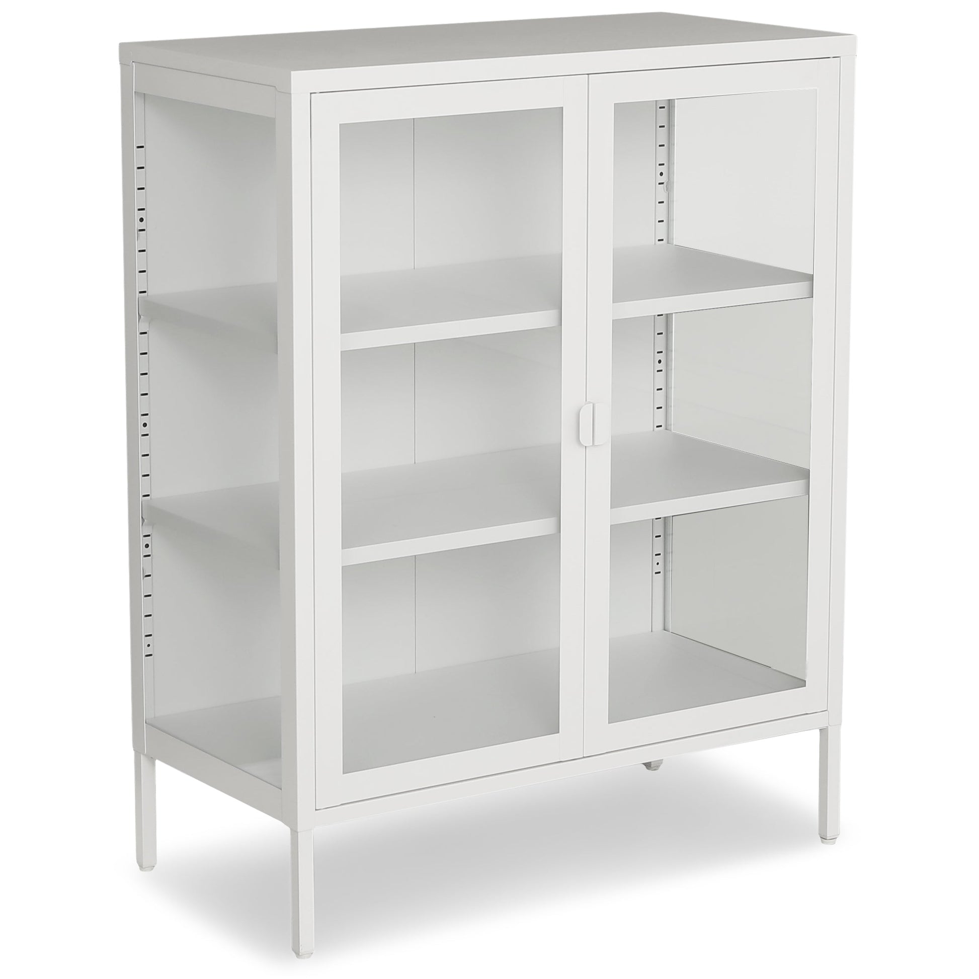 Herman - Buffet/vitrine en verre - Métal blanc 80 x 40 x 105 cm