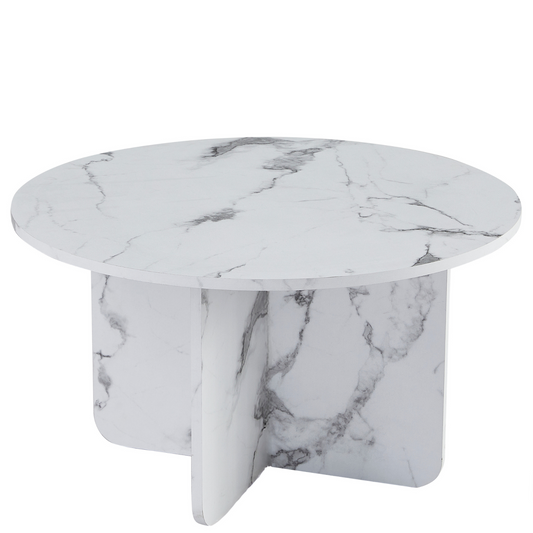 Mercy - Table basse en aspect marbre blanc Ø80 cm