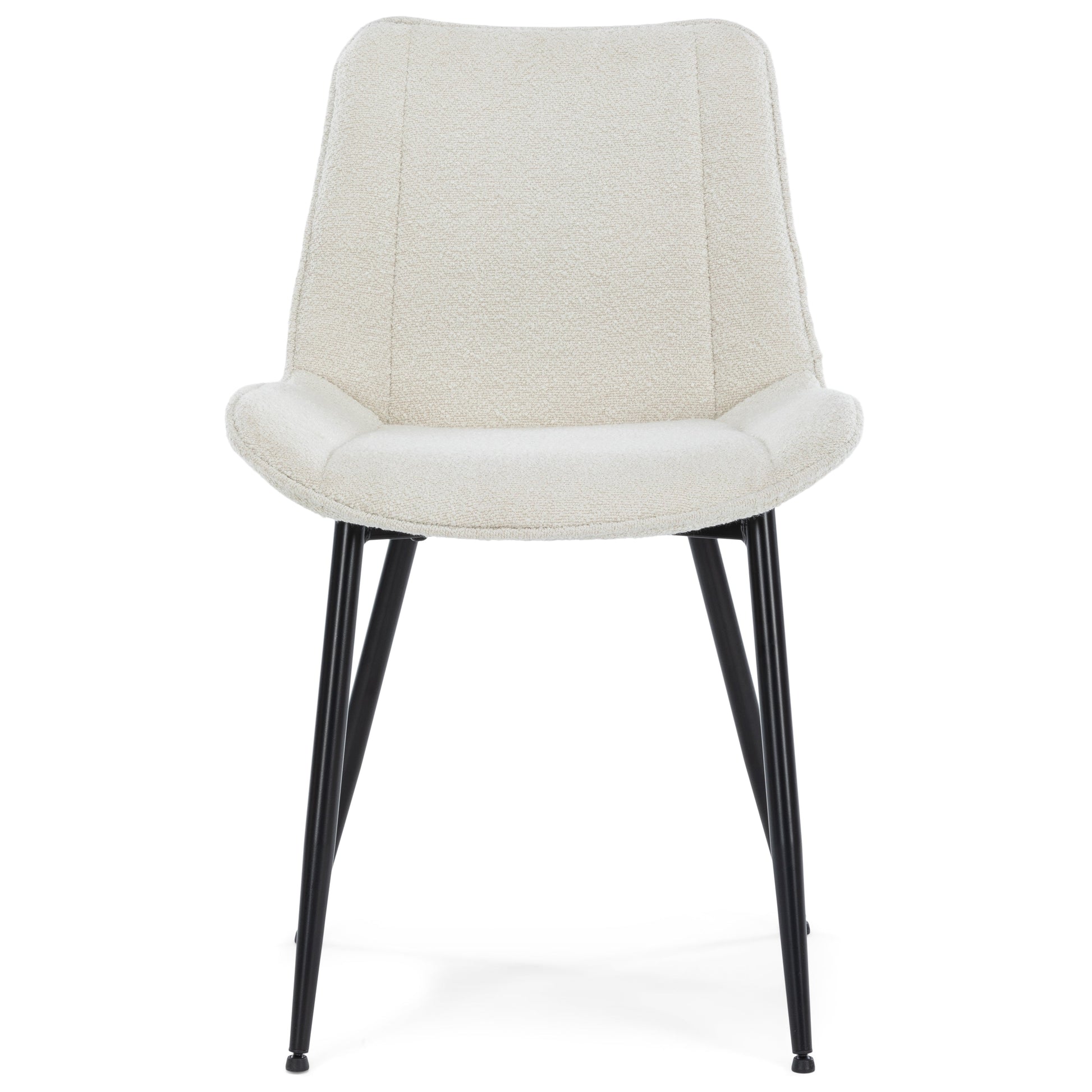 Elisa - Chaise de salle à manger en tissu bouclé blanc