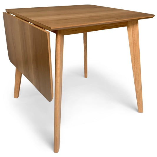 Rickie - Table à manger rabattable extensible en placage de chêne laqué 80/120 x 80 cm