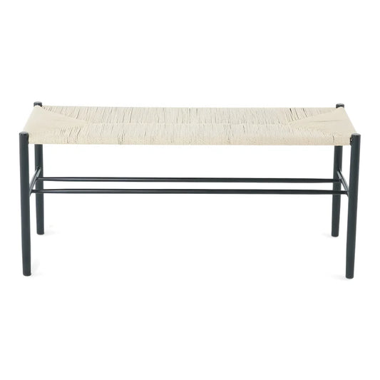 Bella - Banc noir avec assise tressée