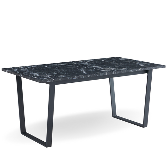 Karl - Table de salle à manger en imitation marbre 160 x 90 cm