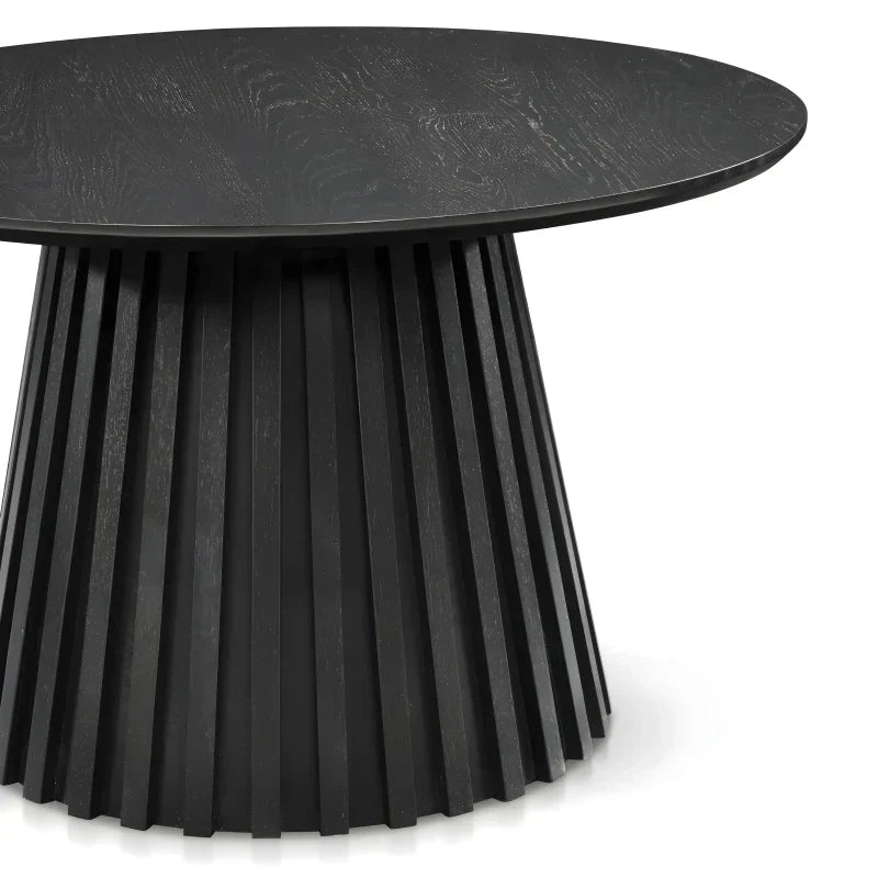 Monica - Table basse ronde en bois laqué noir Ø78 cm