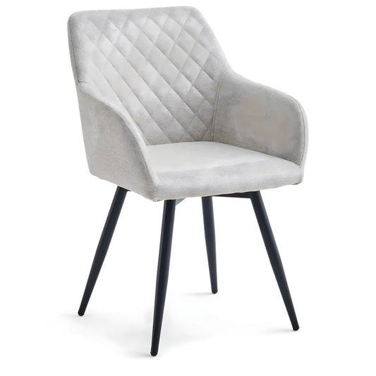 Carlo - Chaise de salle à manger rembourrée beige avec rotation à 360 degrés
