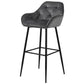 Mario - Tabouret avec dossier en velours gris 65 cm