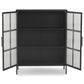 Carmen - Vitrine avec verre côtelé - Métal noir 110 x 40 x 140 cm
