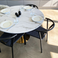Lazio - Table ronde imitation marbre blanc avec pieds en laiton/doré Ø110 cm