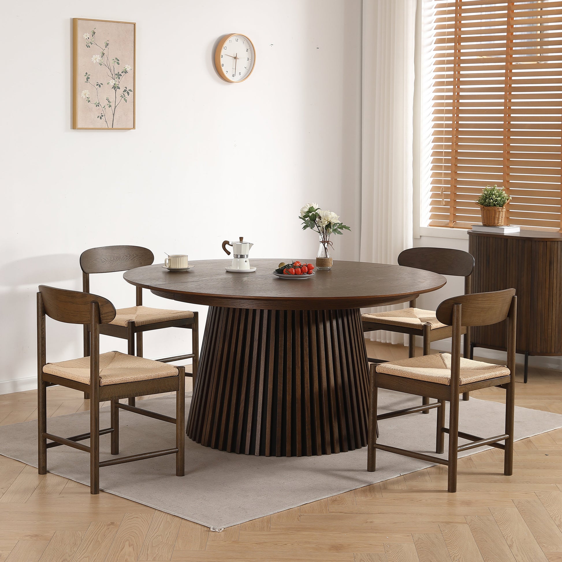 Madison - Chaise en bois en chêne fumé avec assise tressée