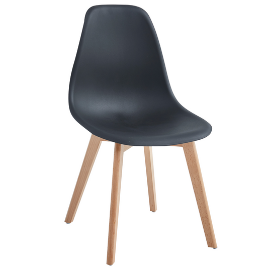 Jessica - Chaise de salle à manger noire avec pieds en bois