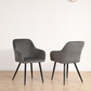 Carlo - Chaise de salle à manger en velours gris avec accoudoirs