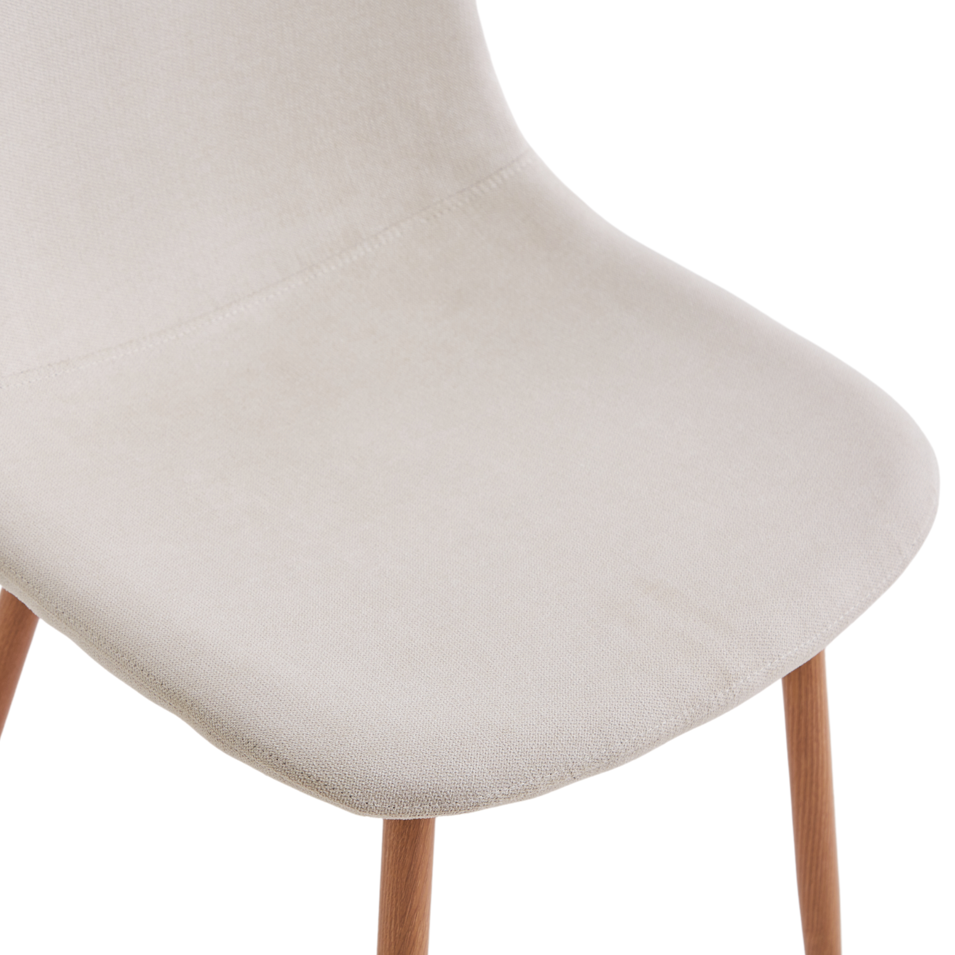 Anna - Chaise de salle à manger en tissu beige avec aspect chêne