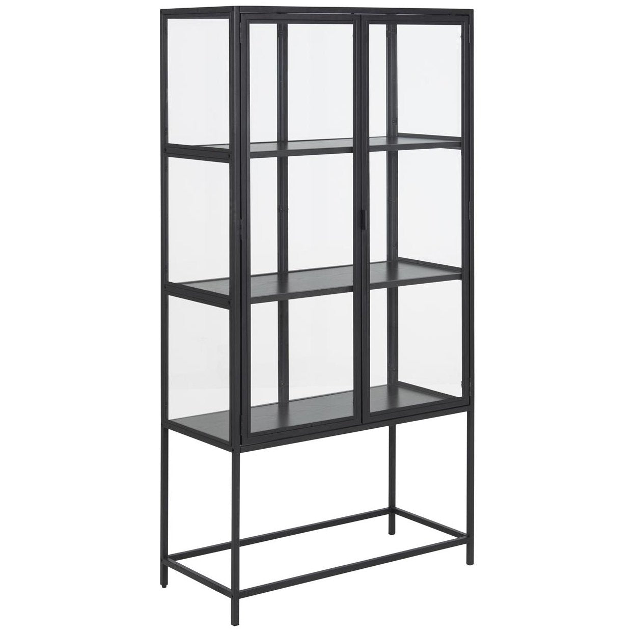 Seaford - Vitrine en verre - Acier noir 77 x 35 x 150 cm