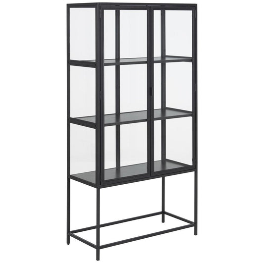Seaford - Vitrine en verre - Acier noir 77 x 35 x 150 cm
