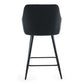 Carlo - tabouret de bar velours noir avec accoudoirs 65 cm