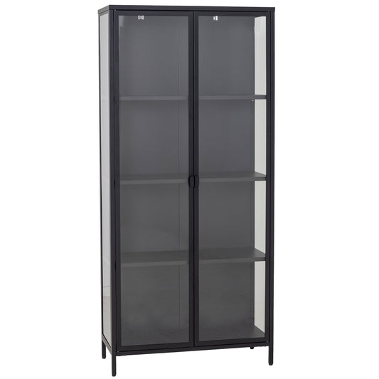 Herman - Vitrine en métal noir/verre 80 x 40 x 180 cm