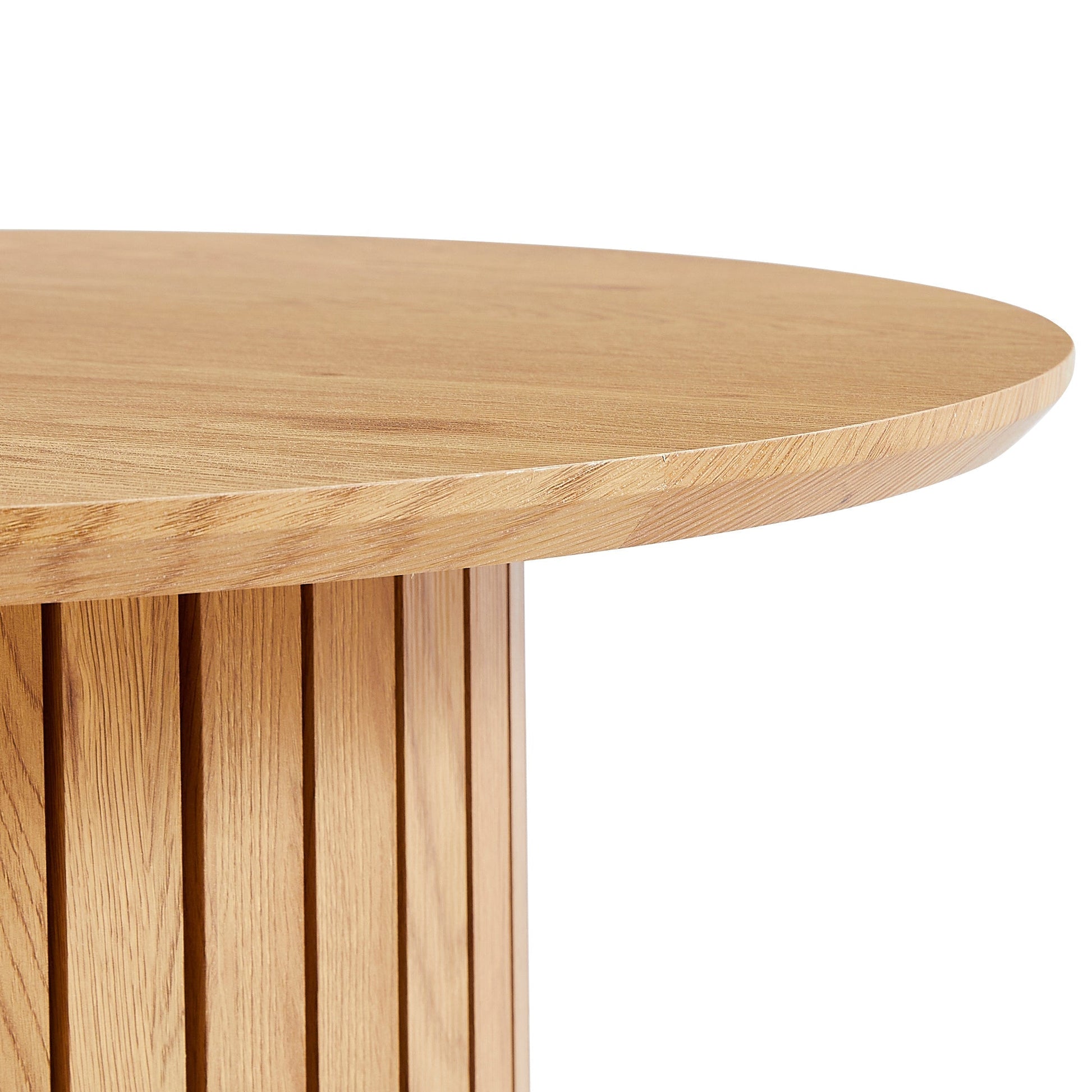 Milas - Lamelles table basse ronde Ø80 cm en épicéa avec pied colonne