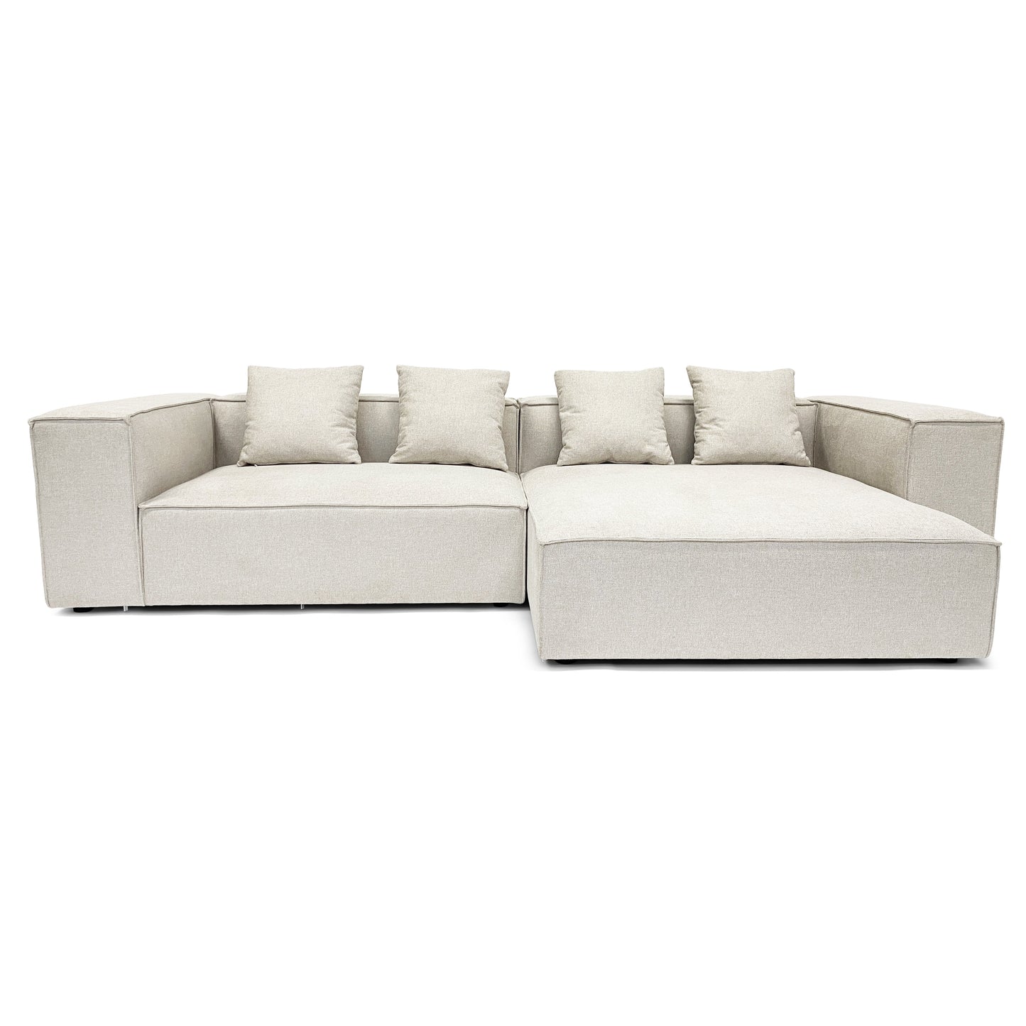 Hailey - Canapé d'angle droit beige avec 2 modules L: 294 x P: 148 x H: 65 cm