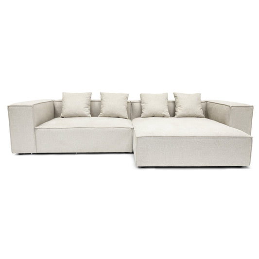 Hailey - Canapé d'angle droit beige avec 2 modules L: 294 x P: 148 x H: 65 cm