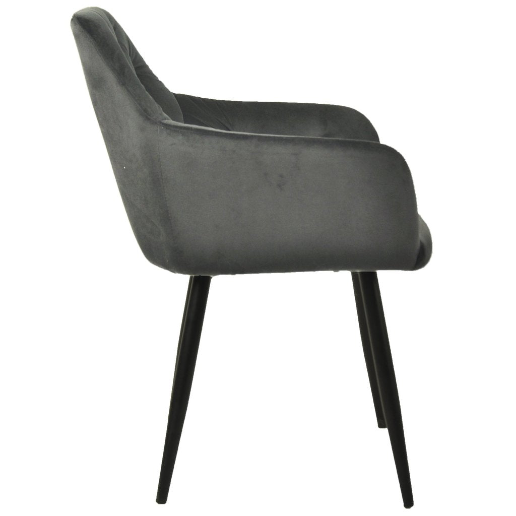 Mario - Chaise de salle à manger en velours gris