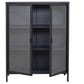 Herman - Meuble de rangement en verre - Métal noir 80 x 40 x 105 cm