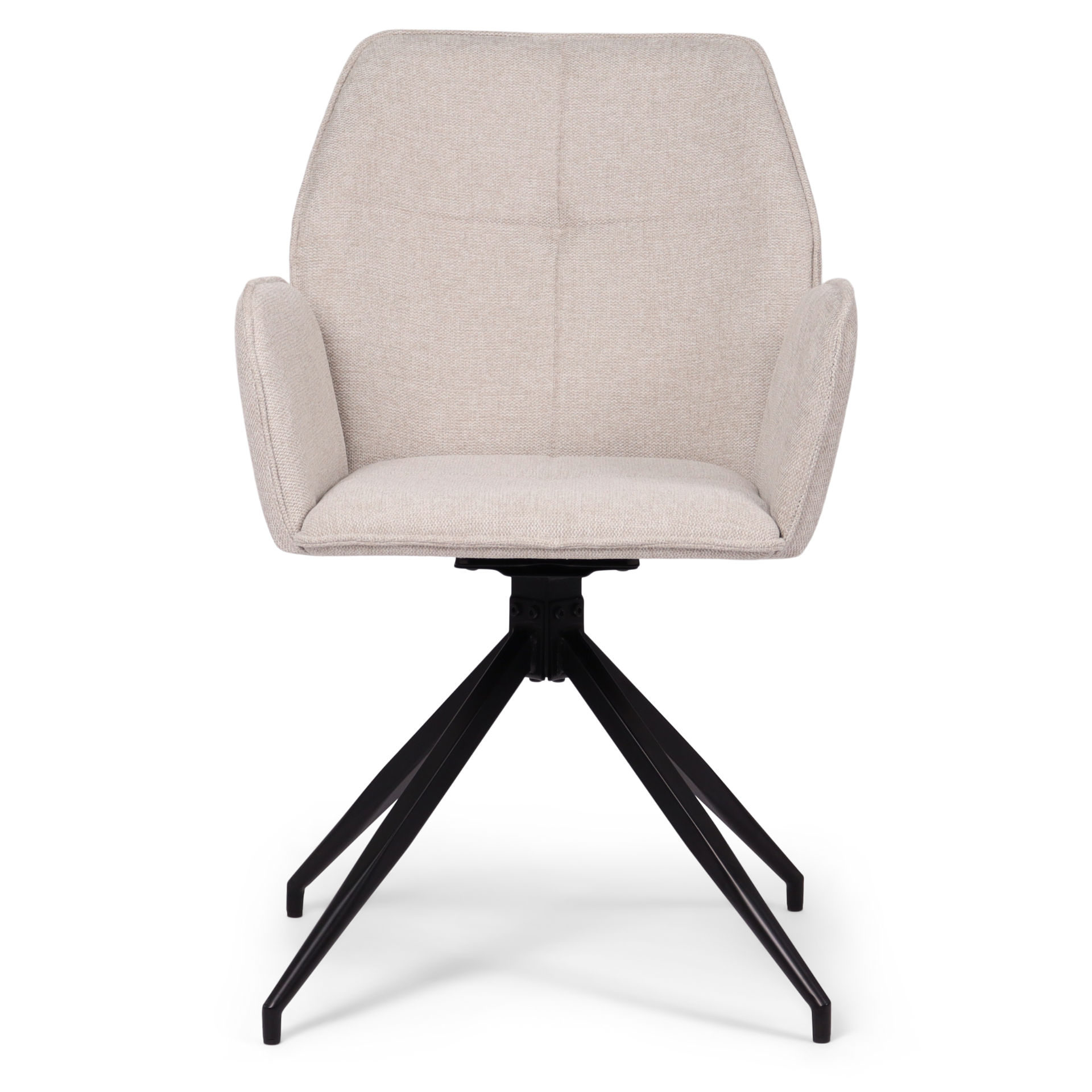 Carina - Chaise de salle à manger en tissu beige avec fonction pivotante à 360 degrés
